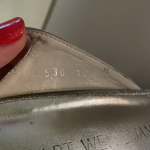 Stuart Weitzman Sensual Silver Glitter Sandal - Picture 8 of 8